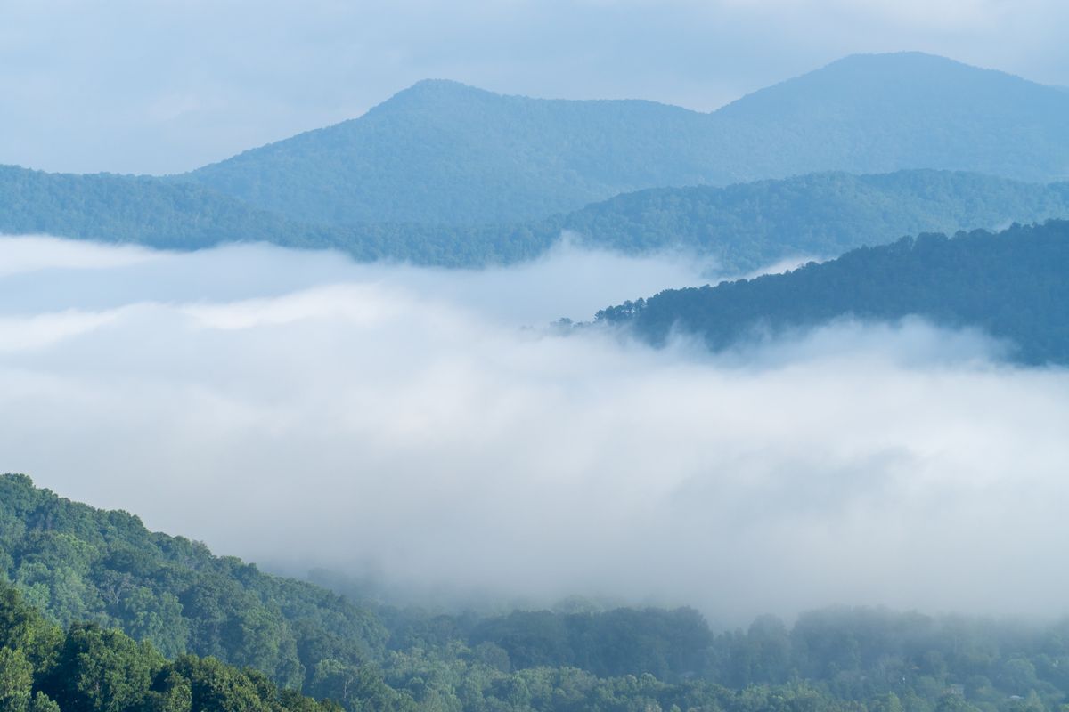 Her Blue Ridge, on a misty Asheville morning.